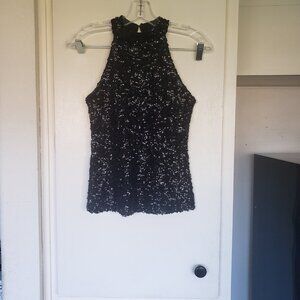 Black Sequin Top No Labels or sizing Please look at measurements.
